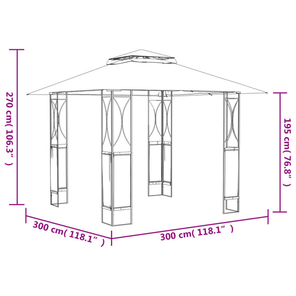 Gazebo With Roof Anthracite 300X300x270 Cm Steel Gazebos & Pergolas