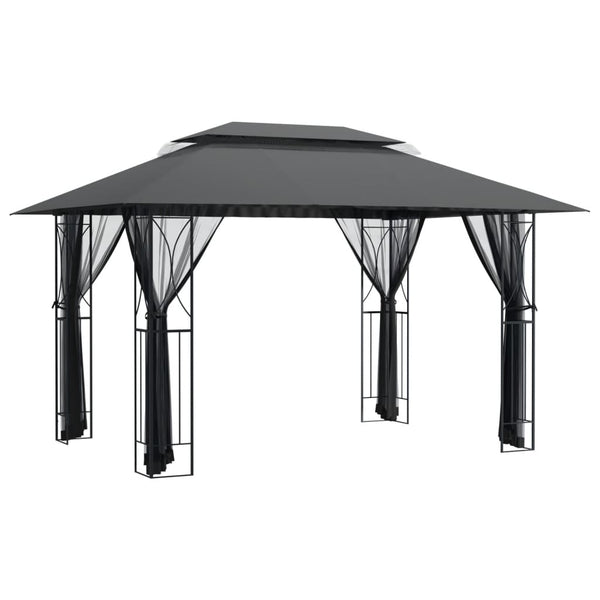 Gazebo With Sidewalls Anthracite 400X300x270 Cm Steel Gazebos & Pergolas