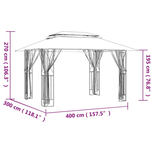 Gazebo With Sidewalls Anthracite 400X300x270 Cm Steel Gazebos & Pergolas