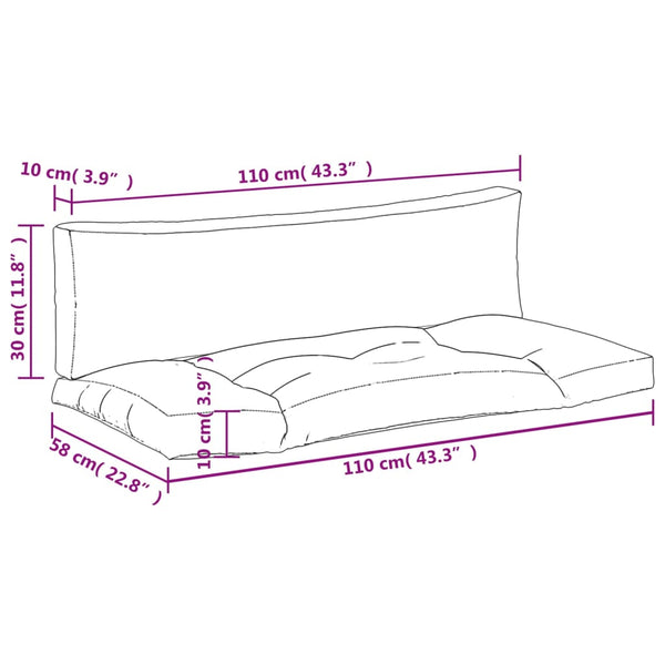 Pallet Cushions 2 Pcs Black Fabric Patio Furniture Cushions & Pads
