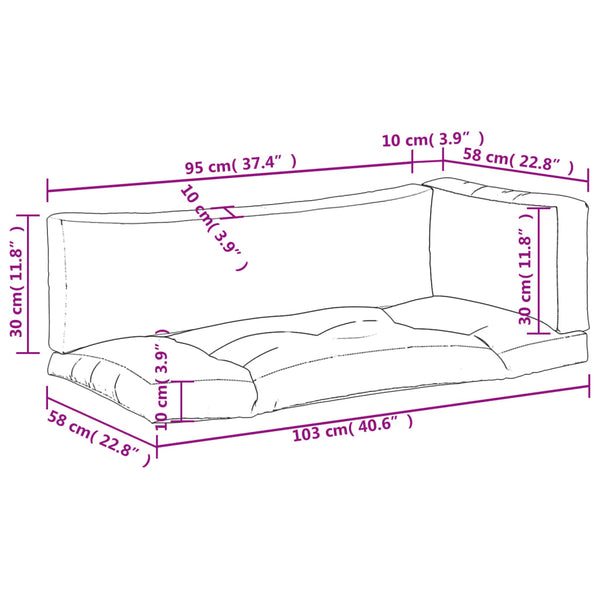 Pallet Cushions 3 Pcs Anthracite Fabric Patio Furniture Cushions & Pads