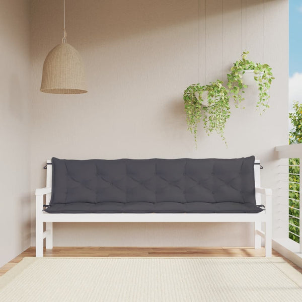 Vidaxl Garden Bench Cushions 2Pcs Anthracite 200X50x7cm Oxford Fabric Patio Benches