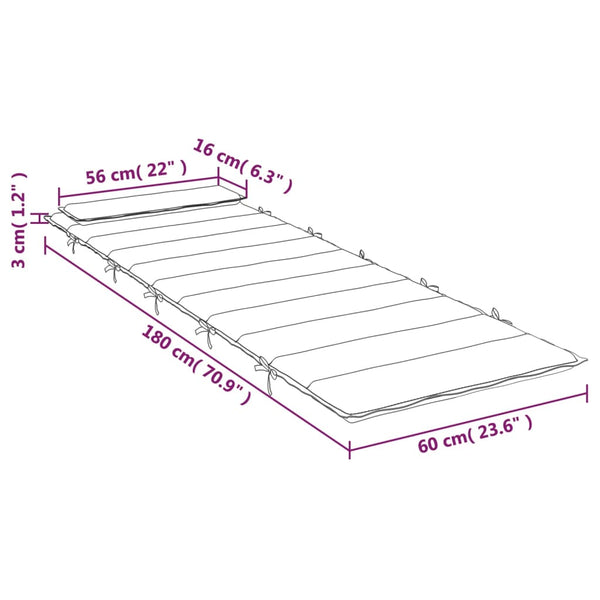 Sun Lounger Cushion Cream 180X60x3 Cm Oxford Fabric Loungers