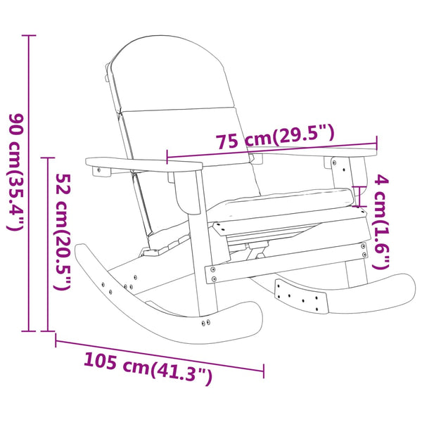 Adirondack Rocking Chair With Cushions Solid Wood Acacia Patio Chairs