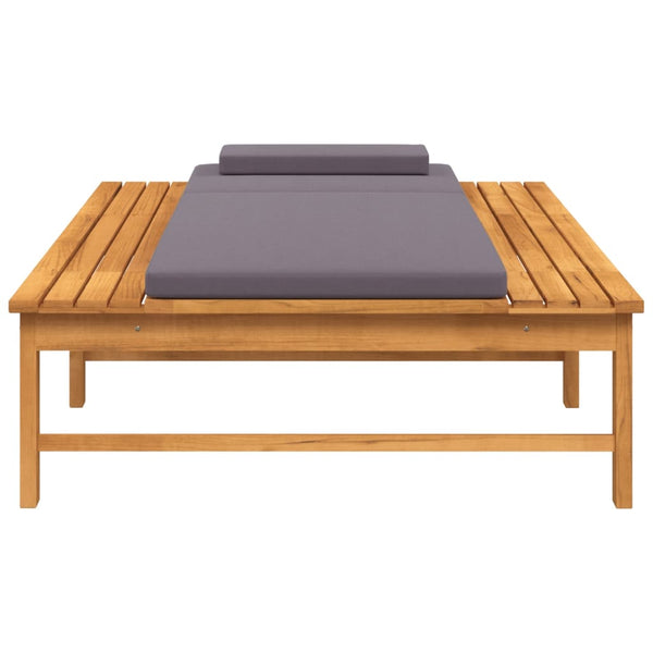 Vidaxl Sun Lounger With Dark Grey Cushion And Pillow Solid Wood Acacia Loungers
