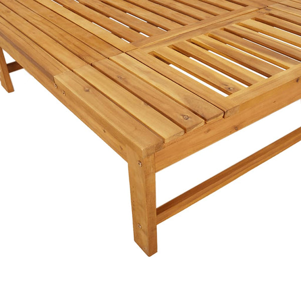 Vidaxl Sun Lounger With Dark Grey Cushion And Pillow Solid Wood Acacia Loungers
