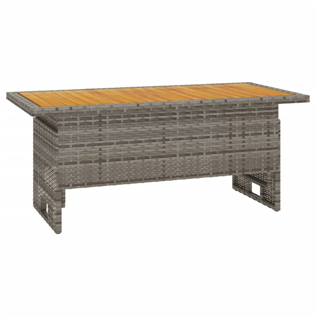 Garden Table Grey 100X50x43/63 Cm Solid Wood Acacia&Poly Rattan Patio & Garden Tables