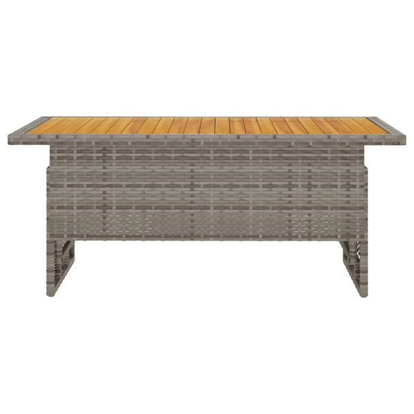 Garden Table Grey 100X50x43/63 Cm Solid Wood Acacia&Poly Rattan Patio & Garden Tables