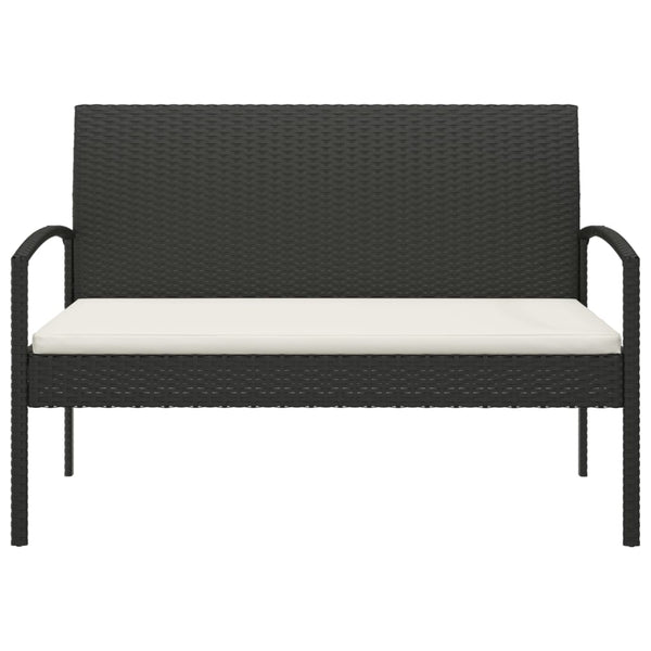Garden Bench With Cushion Black 105 Cm Poly Rattan Patio Benches