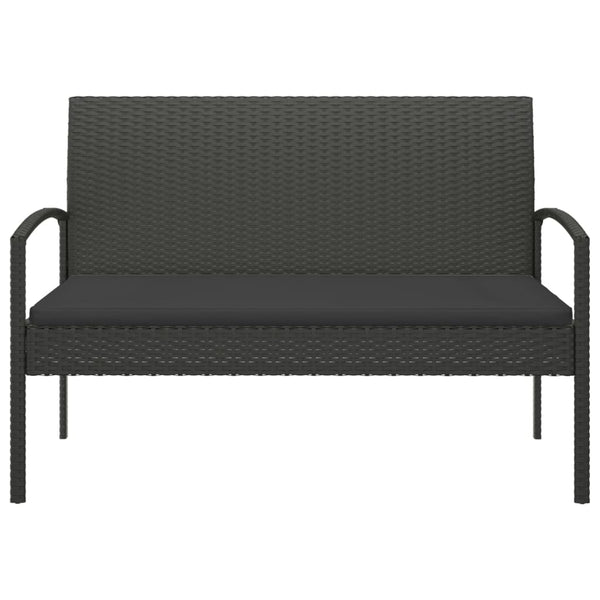 Garden Bench With Cushion Black 105 Cm Poly Rattan Benches