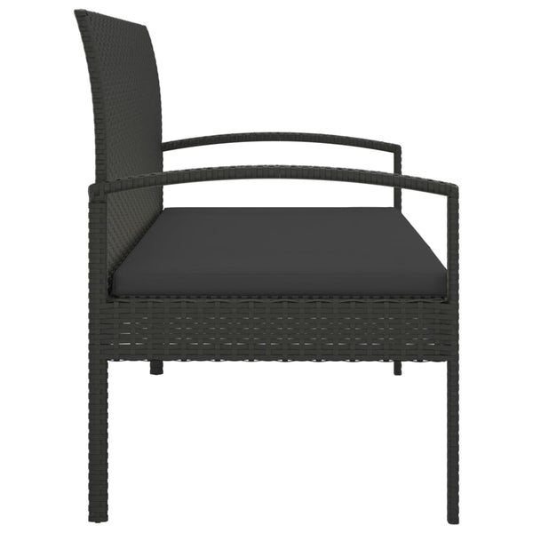 Garden Bench With Cushion Black 105 Cm Poly Rattan Benches