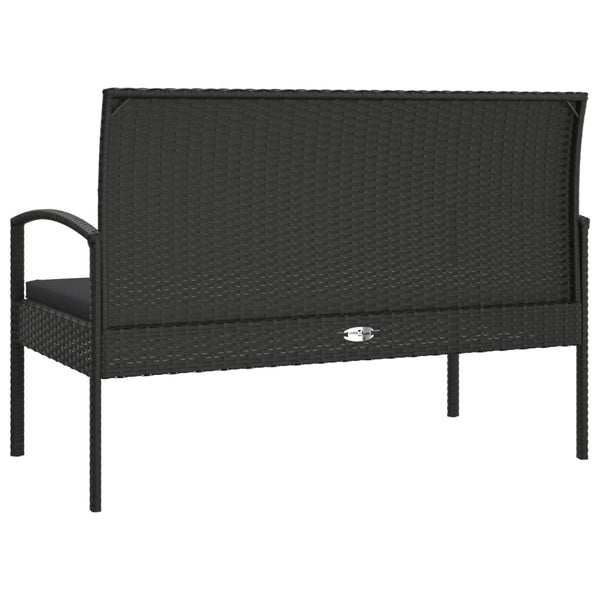Garden Bench With Cushion Black 105 Cm Poly Rattan Benches