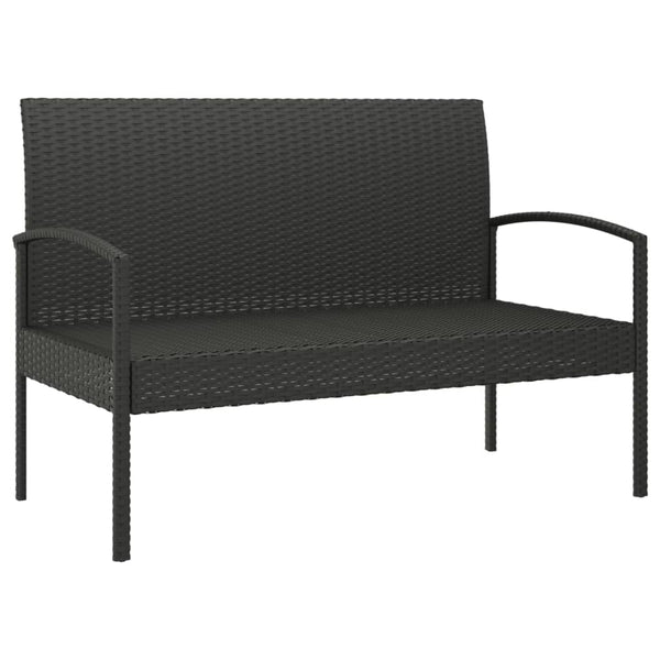 Garden Bench With Cushion Black 105 Cm Poly Rattan Benches