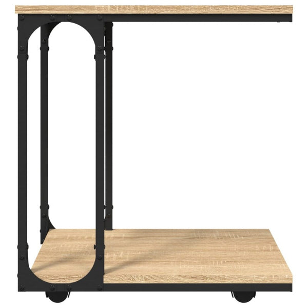 Side Table With Wheels Sonoma Oak 50X35x55.5Cm Engineered Wood Side Tables