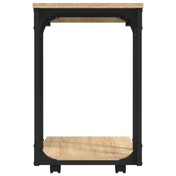 Side Table With Wheels Sonoma Oak 50X35x55.5Cm Engineered Wood Side Tables