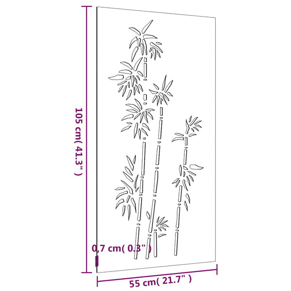 Vidaxl Garden Wall Decoration 105X55 Cm Corten Steel Bamboo Design Wall Art