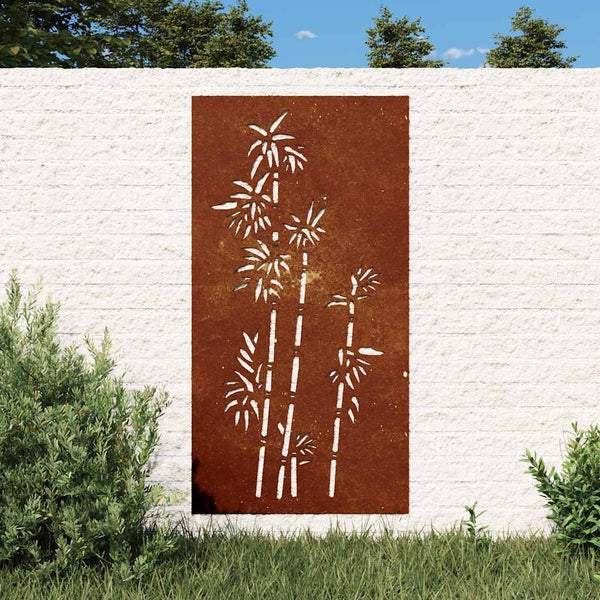 Vidaxl Garden Wall Decoration 105X55 Cm Corten Steel Bamboo Design Wall Art