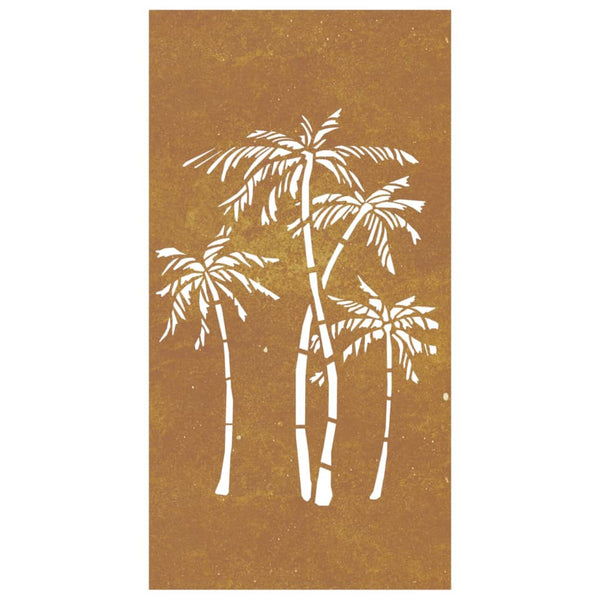 Garden Wall Decoration 105X55 Cm Corten Steel Palm Tree Design Ornaments & Statues