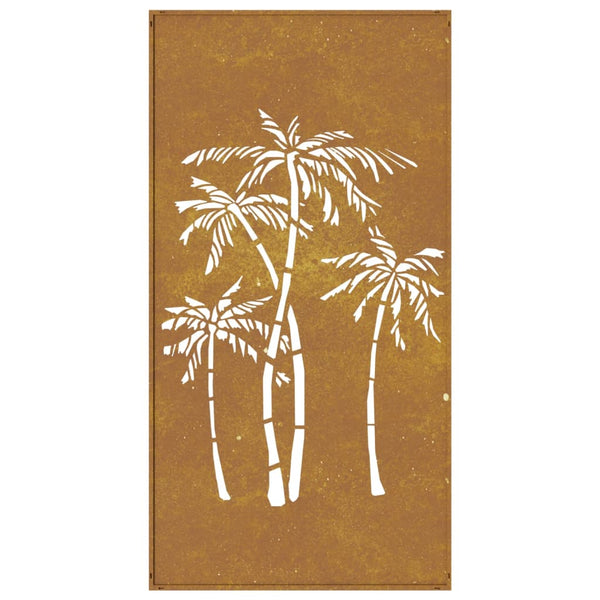 Garden Wall Decoration 105X55 Cm Corten Steel Palm Tree Design Ornaments & Statues