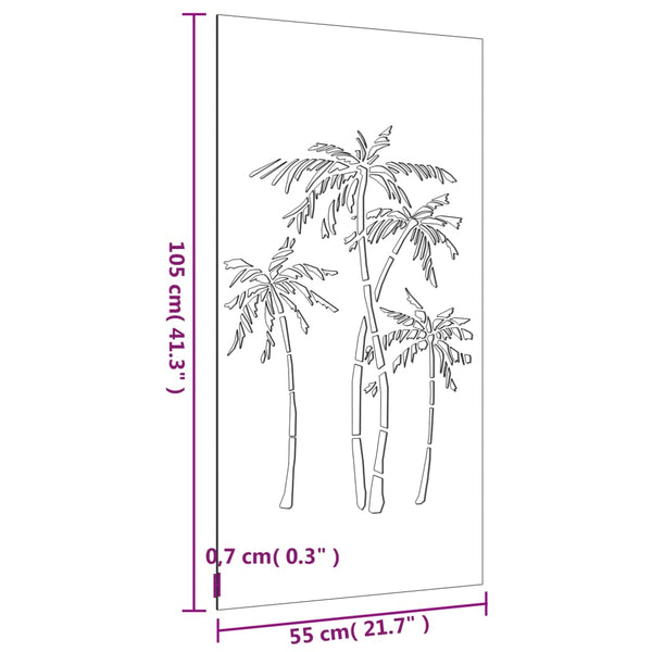Garden Wall Decoration 105X55 Cm Corten Steel Palm Tree Design Ornaments & Statues