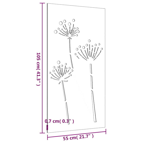Garden Wall Decoration 105X55 Cm Corten Steel Flower Design Seasonal Decorations
