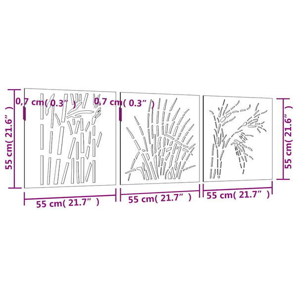 Vidaxl Garden Wall Decorations 3 Pcs Wall Art