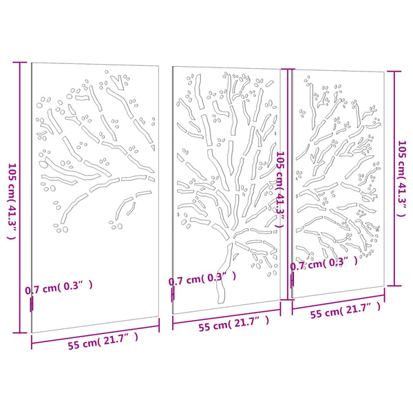 Vidaxl Garden Wall Decorations 3 Pcs Wall Art