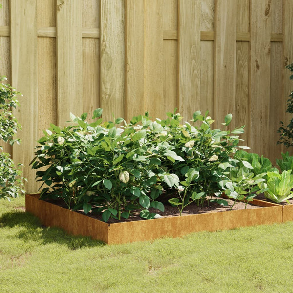 Garden Raised Bed 100X100x26 Cm Corten Steel For Durable Planting Raised Garden Beds