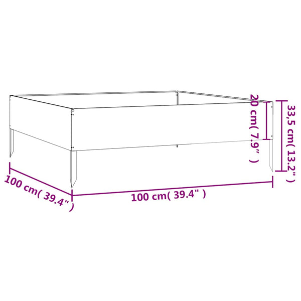 Garden Raised Bed 100X100x33.5 Cm Corten Steel Raised Garden Beds