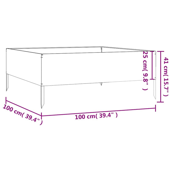 Garden Raised Bed 100X100x41 Cm Corten Steel Brown Raised Garden Beds