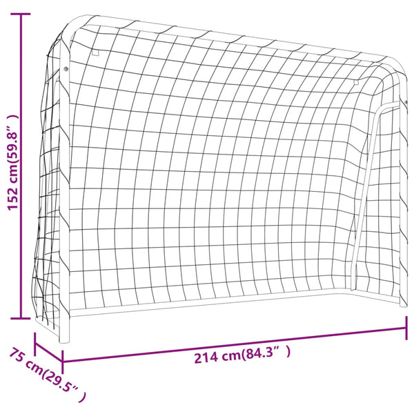 Football Goal With Net White 214X75x152 Cm Steel&Polyester Soccer Goals