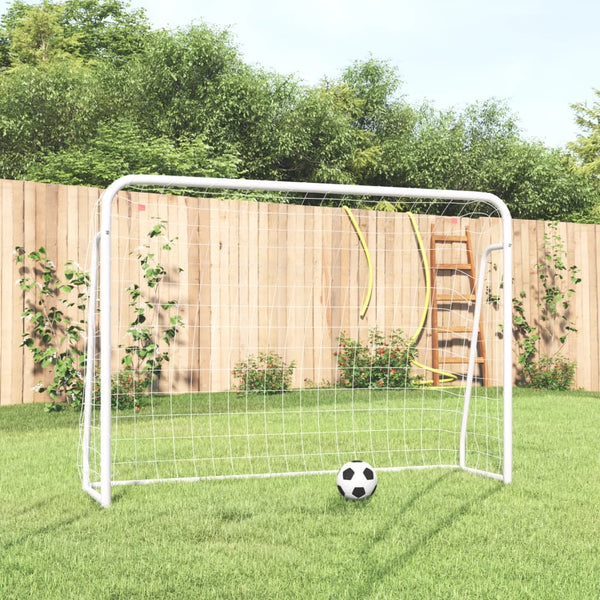 Football Goal With Net White 214X75x152 Cm Steel&Polyester Soccer Goals