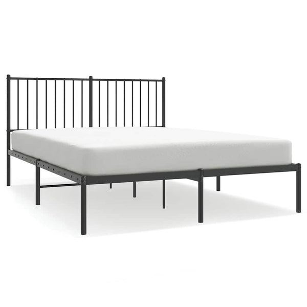 Metal Bed Frame With Headboard Black 137X187 Cm Double Double Bed Frames