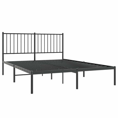 Metal Bed Frame With Headboard Black 137X187 Cm Double Double Bed Frames