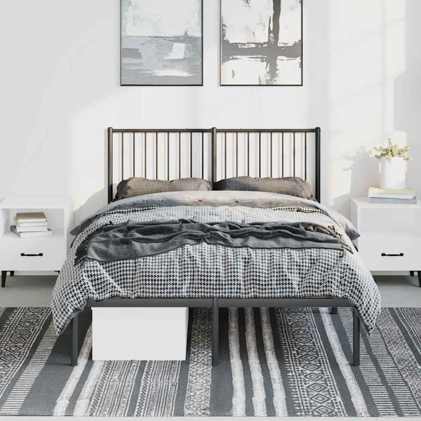 Metal Bed Frame With Headboard Black 137X187 Cm Double Double Bed Frames