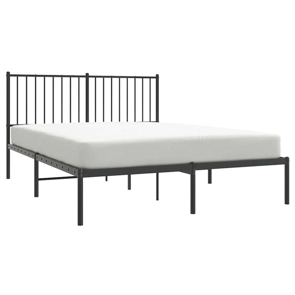 Metal Bed Frame With Headboard Black 137X187 Cm Double Double Bed Frames