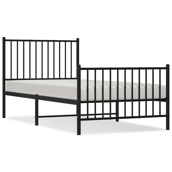 Vidaxl Metal Bed Frame Without Mattress Footboard Black 90X190 Cm Single Bed Frames