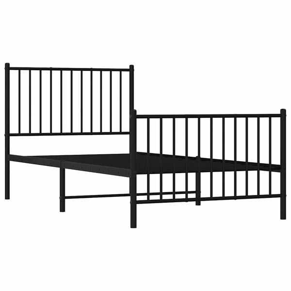 Vidaxl Metal Bed Frame Without Mattress Footboard Black 90X190 Cm Single Bed Frames