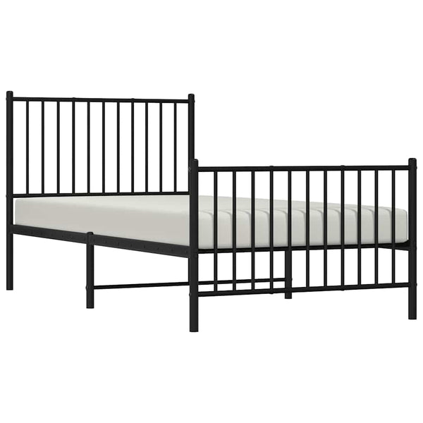 Vidaxl Metal Bed Frame Without Mattress Footboard Black 90X190 Cm Single Bed Frames