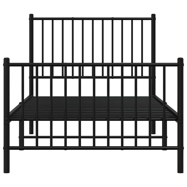 Vidaxl Metal Bed Frame Without Mattress Footboard Black 90X190 Cm Single Bed Frames