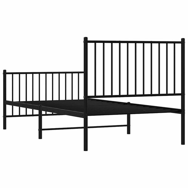 Vidaxl Metal Bed Frame Without Mattress Footboard Black 90X190 Cm Single Bed Frames