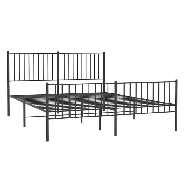 Metal Bed Frame With Headboard And Footboard Black 153X203 Cm Queen Queen Bed Frames