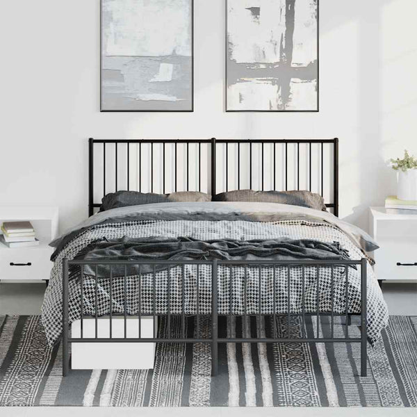 Metal Bed Frame With Headboard And Footboard Black 153X203 Cm Queen Queen Bed Frames