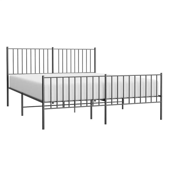 Metal Bed Frame With Headboard And Footboard Black 153X203 Cm Queen Queen Bed Frames