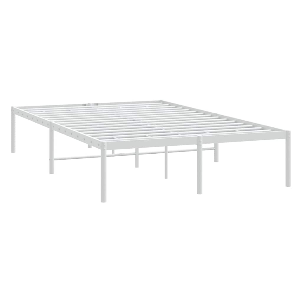 Metal Bed Frame White 137X187 Cm Double Queen Bed Frames