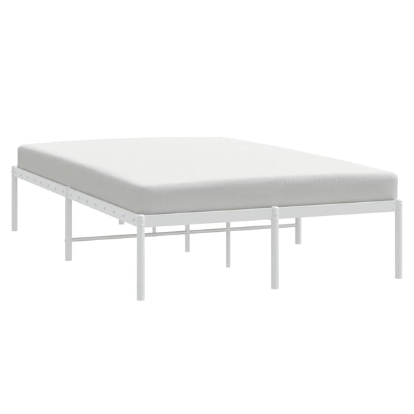 Metal Bed Frame White 137X187 Cm Double Queen Bed Frames