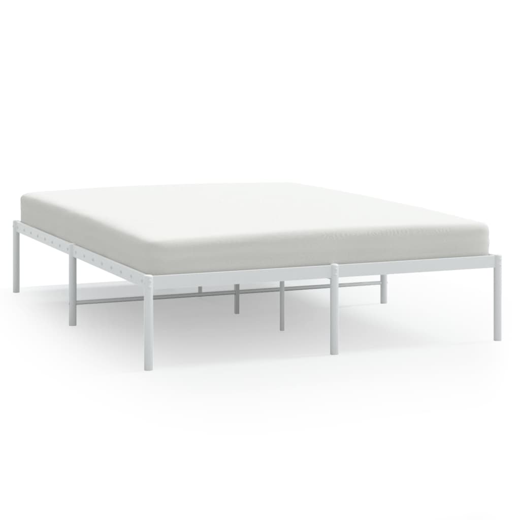 Metal Bed Frame White 153X203 Cm Queen Size Queen Bed Frames