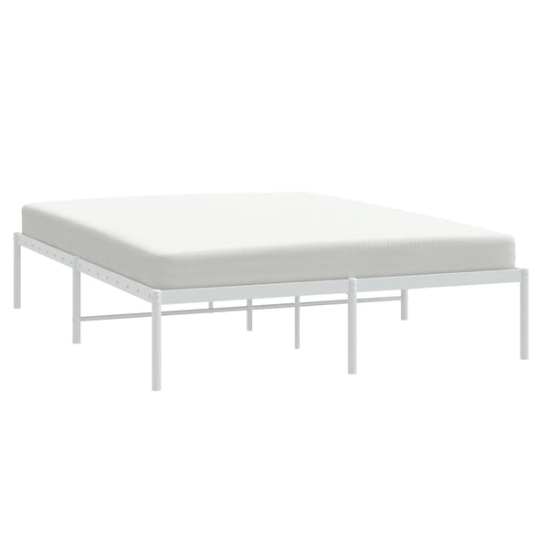 Metal Bed Frame White 153X203 Cm Queen Size Queen Bed Frames
