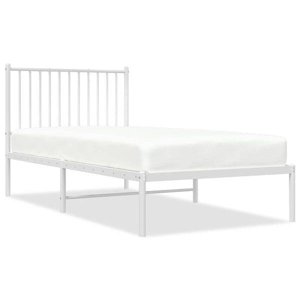 Vidaxl Metal Bed Frame Without Mattress Headboard White 90X190 Cm Single Bed Frames