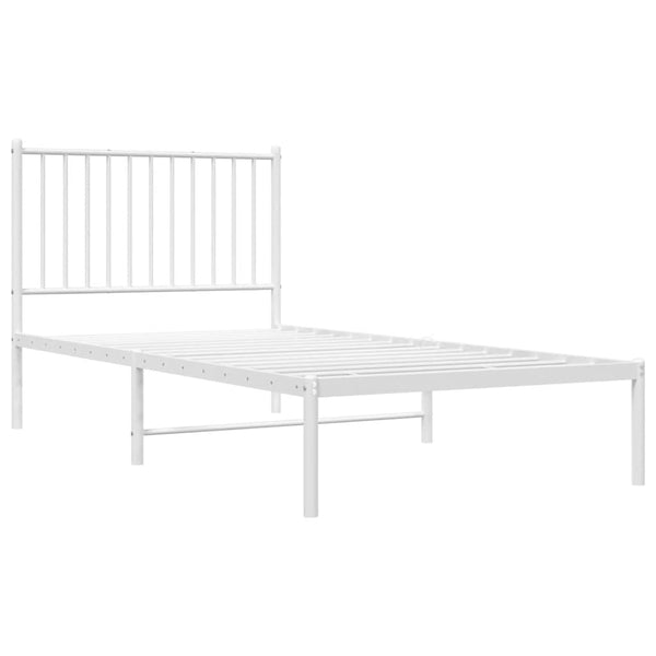 Vidaxl Metal Bed Frame Without Mattress Headboard White 90X190 Cm Single Bed Frames